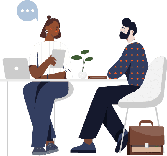 illustration-diversity Illustrated people sitting at a table interviewing