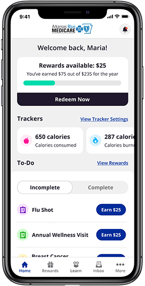 Phone with the Healthy Blue apps homepage