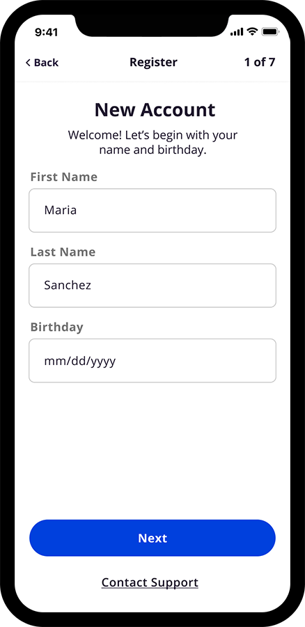 Healthy Blue Registration Image of a phone with the Healthy Blue app registration page