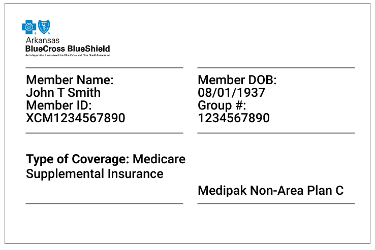 Example of Medicare Supplement plan ID Card