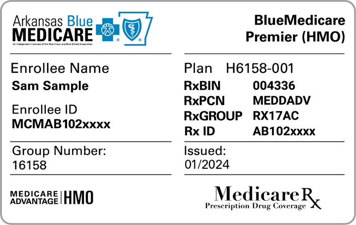 Example of Medicare Advantage and Rx Plan ID Card