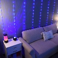 Couch with lighting behind it