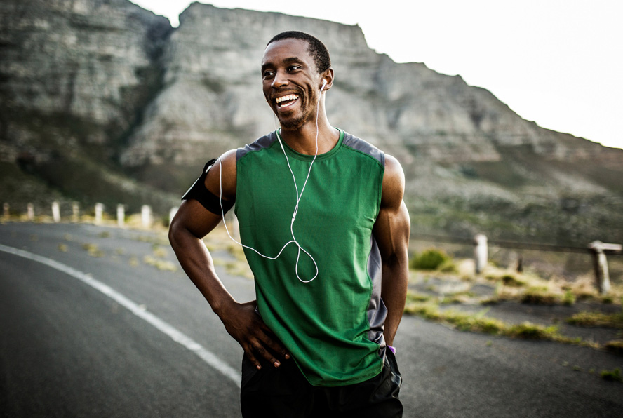 Man running on a road