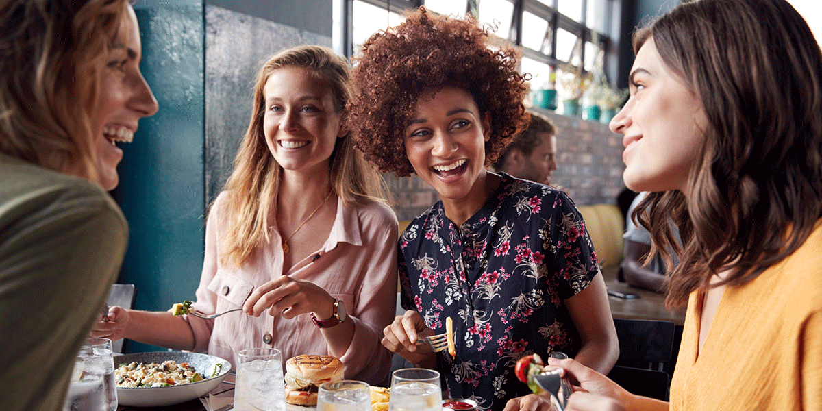 Women eating lunch together