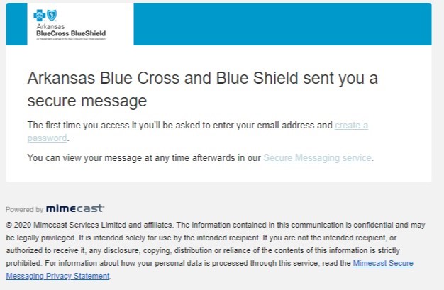 Instructions with links to create and account and then view secure messages.