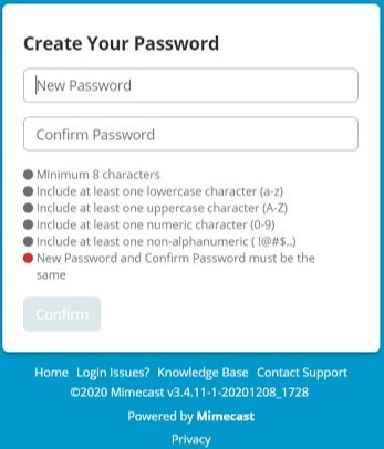 mimecast-2 Example of a create password page