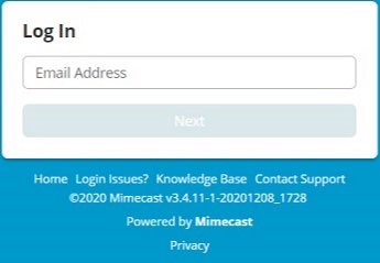 mimecast-3 Example of the login input for entering your email address