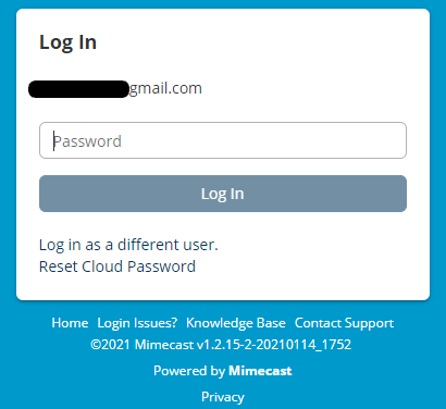 Example of the password field after you've entered your password
